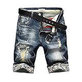 Shorts Kurze Herren Hose Kurze Jeans Männer Vogue Mode Hot Mens Ripped Kurze Jeans Loch Bermuda Casual Cotton Cowboy Denim Shorts Männlich 38 Blau