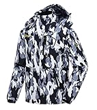 donhobo Skijacke für Herren Wasserdicht Softshelljacke Winddichte Fleece Outdoor Winterjacke Warm Gefüttert Snowboardjacke mit Kapuze Camouglage XL