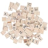 MXGZ Holz-Buchstabierfliesen, klarer Siebdruck, 100 Stück, dekorative A-Z-Großbuchstaben, Basteln, Holzbuchstaben für Kunsthandwerk, Schmuckherstellung, Geschenke, Rechtschreibung