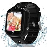 Ruopoem Smartwatch Kinder, 4G Kinder Smartwatch mit GPS mit SIM Videoanruf, GPS Uhr Kinder Anrufen Handy SOS Wasserdicht Voice Chat Spiel Schulmodus Kamera Wecker, Geschenke für Mädchen Jungen