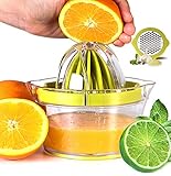 FyoFya Organgenpresse Manuell, Profi Zitronenpresse Hand Saftpresse Orange Behälter 400ml – Zitronen Limettenpresse Fruchtpresse Entsafter, Spülmaschinenfest Anti-Tropf Filter Mechanismus (Grün)