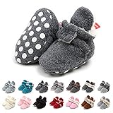 EDOTON Unisex Neugeborenes Schneestiefel Weiche Sohlen Streifen Bootie Kleinkind Stiefel Niedlich Stiefel Socke Einstellbar (0-6 Monate, Marinegrau)