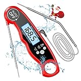 CIRYCASE Fleischthermometer Digital, Sofort Lesen Ofenthermometer Grillthermometer, Externe Lange Sonde mit 102cm-Edelstahlkabel, Alarmeinstellung, Weinthermometer Vinometer für Küche, BBQ, Ofen