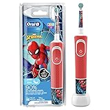 Oral-B Kids Spiderman Elektrische Zahnbürste/Electric Toothbrush für Kinder ab 3 Jahren, 2 Putzmodi für Zahnpflege, extra weiche Borsten, 4 Sticker, rot (Design kann variieren)