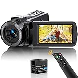 Videokamera Camcorder FHD 1080p 36MP Vlogging Kamera für YouTube IR Nachtsicht 30FPS Digitalkamera 3,0'' 270°Drehbarer IPS Bildschirm Kamera mit 16X Digitalzoom, Fernbedienung, 2 Batterien