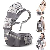 Babytrage, All-in-One Kindertrage mit Hüftsitz, Baby Trage Ergonomisch, Babytrage Vorwärts Tragen für alle Jahreszeiten, Baby Tragesystem Mehrere Taschen mit 3 Lätzchen, für Babys Von 3 bis 36 Monaten