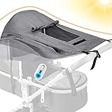 Dioxide Universal Kinderwagen Sonnensegel mit UV Schutz 50+ und Wasserdicht,Sichtfenster und extra breite Schattenflügel, Verstellbar Sonnenschutz für Kinderwagen Buggy (Grau)