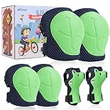 Kinder Knieschoner Set 6 in 1 Schutzausrüstung Kinder Knieschützer Ellbogenschützer Set Schutzausrüstung Set für Skateboard Radfahren Roller Skating Radfahren (grün/dunkel blau)