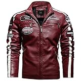 Yokbeer Herren Motorradjacke wasserdichte Winddichte Jacke Scooter Biker Touring, Motorrad Biker Style Jacke Casual Vintage (Color : Red, Size : M)