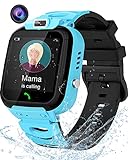 GPS kinder smartwatch Wasserdicht, kinder Intelligente Uhr Wasserdicht mit GPS Tracker SOS Handy Touchscreen Voice chat Spiel Kamera Wecker GEO-Zaun, smartwatch für Jungen Mädchen Student Geschenk