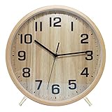 ALEENFOON 10 Zoll Holz Uhr Modern Leise Wanduhren Tischuhr für Wohnzimmer Küche Ohne Tickgeräusche Innenuhr Nicht Tickende Wanduhren Hängende Uhr (Hölzern)