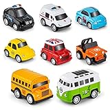 Metall Zurückziehen Spielzeugautos Set, 8 Stück Aufziehautos Spielzeugautos Mini Die Cast Spielsachen Auto, Reibung angetrieben Spielzeug Fahrzeuge für 3-12 Jahre Jungen Mädchen Kinder