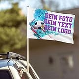 Foto-Autoflagge, Autofahne Mit Eigenem Foto/LOGO/Text, Fahne für Auto selbst gestalten, Nur Flagge, 45x30cm (12x18in)