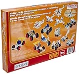 Tronico Metallbaukasten Bausatz 15-in-1 Modelle Baufahrzeuge 500 Teile Baustelle Flugzeug Fahrzeuge Auto LKW 4-farbige Aufbauanleitung Werkzeug ab 8 Jahren Starter Set Multibaukasten Multi-Model