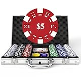 HEITOK Poker Chips Set mit Wertangaben, 300 Stück, 11,5 Gramm nummerierte Chips mit Aluminiumkoffer für Blackjack & Casino-Spiele