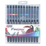 Leepesx 12-Farben-Pinselstifte mit Zwei Spitzen und 0,4 mm Fineliner- und Faserbürstenspitzen-Kunstmarkierungen Tintenfarbstifte auf Wasserbasis Zubehör für Kinder Studenten Erwachsene Zeichnen