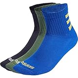 adidas Unisex Crew Socks Half-Cushioned 3-Streifen Quarter Socken, 3 Paar, Greoxi/Legink/Royblu, HM2554, Size XS