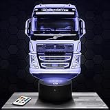 Nachttischlampe, Nachtlicht mit Touchscreen, LKW, Volvo, Truck, 3D-LED-Lampe, Illusion, Geschenkidee für Weihnachten, Geburtstag, Jungen und Mädchen, Nachtlicht, Kinderzimmer oder Erwachsene