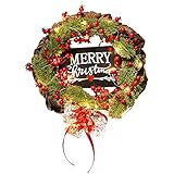 HEVÜY 2022 PE Rote Frucht Eisen Ring Weihnachtskranz Holzschild Home Weihnachtsdekoration Ornamente Urlaub Beleuchtung Liefert Kranz Dekoration Eierfarbe Ostern (Army Green, One Size)