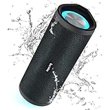 Heysong Bluetooth Lautsprecher mit Licht, Musikbox Tragbarer Bluetooth Box mit IPX7 wasserdicht, 360° Stereo Sound, Satter Bass, 40h Akku, Kabelloser Lautsprecher mit TF für Zuhause, Draußen, Garten