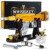 Whisiskey - Whiskey Karaffe - Gewehr - Dekanter - Whisky Karaffe Set - 1000 ml - Geschenke für Männer - Inkl. 2 Whisky Gläser, 4 Whisky-Steine und Tülle