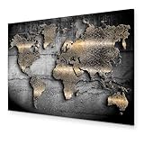 murando - Weltkarte Bilder für Wohnzimmer 120x80 cm 1 tlg Modern Leinwandbild Groß Wandbilder auf Leinwand XXL Schlafzimmer Wanddekoration Abstrakte Landkarte - Kontinente Schwarz k-A-0498-b-a