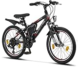 Licorne Bike Guide Premium Mountainbike in 20 24 26 Zoll Fahrrad für Mädchen Jungen Herren und Damen - 21 Gang Schaltung (bei 20 Zoll 18 Gänge) (Schwarz/Rot/Grau, 26 Zoll/Inch)