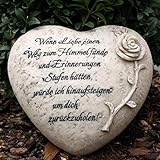 Herz Grabschmuck mit Gravur Trauerspruch und Rose.