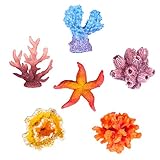 UEETEK 6 Stück Multicolor Aquarium Decor Künstliche Meer Star Gefälschte Korallen Versteckt Ornament für Aquarium Dekoration