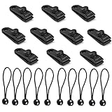 10 Sets Tarp Clip Zelte Clip Zeltplanen Clip Zeltklemme Set Markisen Clip Markisen Klemme Ball Bungee Seil für Zelte,Abdeckungen,Markisen,Banner, Bootfahren, Gartenarbeit, Vordächer