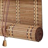 Retro Bambusrollo Blickdicht,60% Verdunkelungsrollo Bambus Jalousine Raffrollo,Natur Holzrollos,Sonnenschutz und Sichtschutz Rollo Seitenzugrollo Für Fenster und Türen,Anpassbar (70x100cm/28x39in)