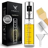 VALUXE® [Das Original] Ölsprüher - Extrem präzise Öl-Sprühflasche aus Edelstahl und Glas - Multifunktionaler und professioneller Ölspray - Stylischer Küchenhelfer