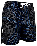 GUGGEN Mountain Badehose für Herren Schnelltrocknende Badeshorts Beachshorts Boardshorts Schwimmhose Männer Farbe Schwarz XXXL