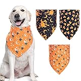 Halloween Kostüm Hund Bandana, Hillylolly 3 Pcs Halloween Hund Bandana, Dreieckstuch für Hunde, Hundelätzchen, Geeignet für Haustiere mit einem Halsumfang von 20-46cm, 65 X 45 cm