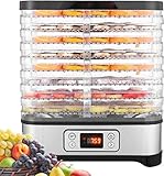 Dörrautomat mit Temperaturregler, Dörrgerät für Lebensmittel, Fleisch Frucht Gemüsetrockner, Dehydrator, BPA-frei, 8 Etagen/400W