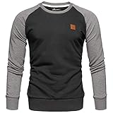 Amaci&Sons Herren Basic College Sweatjacke Pullover Hoodie Sweatshirt 4050 Schwarz/Anthrazit L