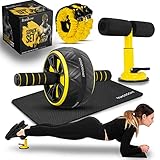 ROAD2GOAT® - [SIXPACK SET] - Bauchtrainer - Bauchmuskelset mit Kniematte - Bauchmuskeltrainer - Bauchroller - mit Widerstandsbänder - Sit Up Bar - Bauchtrainer für Zuhause