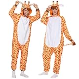 Spooktacular Creations Unisex Erwachsene Plüsch Pyjama Schlafanzug, Damen Herren Jumpsuit Jumpsuit Giraffe Tier Kostüm Halloween Karneval Kostüm,L