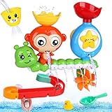 BBLIKE Badespielzeug für Babys, Kinder Wasser Dusche Badewannenspielzeug mit BAU-Puzzle Autorennbahn 14 Stück Spielzeug, Für Kinder Baby ab 18 Monate+