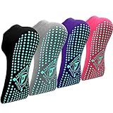 Yoga Socken Anti-Rutsch-Socken (4 Paare) für Damen Pilates, Yoga, Barre, Tanz, Ballett, Kampfsport, Trampolin, Fitness, Krankenhaus, Reha, Heim- und Körperbalance, Sox UK 4-10 / EU 35-40