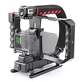 Zeadio Tripel Zubehörschuh Handheld Stabilisator mit Smartphone Video Rig, Video Aktion Handgriff Griff für Canon Nikon Sony Panasonic Pentax Olympus DSLR Kamera Camcorder und Smartphones