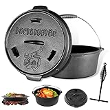 BROILISSIMO Dutch Oven Set Gusseisen ca. 4 6 9 L Grilltopf Feuertopf Topf für Grill und Camping Feuertopf Set