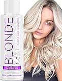 Blond Shampoo (500ml) Sulfatfreies Silbershampoo für Blondes Haar Graues Haar Gebleichtes Haar Blauer Shampoo Damen Toner für Blondes Haar - Anti Gelbstich Shampoo Purple Shampoo