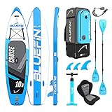 Bluefin Cruise SUP Board Set | Aufblasbares Stand Up Paddle Board | 6 Zoll Dick | Fiberglas Paddel | Kajak Sitz | Komplettes Zubehör | 5-Jahres-Garantie | 10’8, 12’, 15’