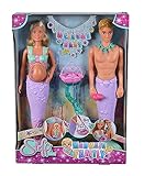 Simba 105733524 - Steffi Love Mermaid Family, Puppe als schwangere Meerjungfrau mit Kevin als Meerjungmann, mit Babybett, 29cm Ankleidepuppen, Spielpuppen, für Kinder ab 3 Jahren