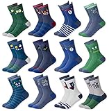 MC.TAM Bunte Socken Strümpfe Jungen Mädchen 12 Paar 90% Baumwolle, 35-38, Monster Hero