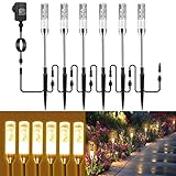 Gartenbeleuchtung B-right 6er Set Gartenleuchte mit Erdspieß, Außenleuchte mit Stecker, Landschaftslicht Wegleuchte Gartenlampe mit Kabel, 570LM, 2700K, IP65 Wasserdicht Außenbeleuchtung für Outdoor