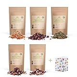 Best-of-Tea 5 besondere Früchte Tee Sorten - Geschenk Set - Inklusive Geschenkdose. Probierset Geschenkset Probier Paket Tee Box Hochzeitstag Muttertag Valentinstag Geburtstag Geschenk