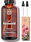 Bionoble Rizinusöl Bio 50ml - 100% Rein, Natürlich und Kaltgepresst - Wimpern, Augenbrauen, Haare, Bart, Nägel - Vegan und Cruelty Free - Castor Oil - Glasflasche + Pipette + Pumpe