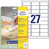 AVERY Zweckform L4737REV-25 Universal Etiketten (675 plus 135 Klebeetiketten extra, 63,5x29,6mm auf A4, wieder rückstandsfrei ablösbar/abziehbar, bedruckbar, selbstklebende Aufkleber) 30 Blatt, weiß